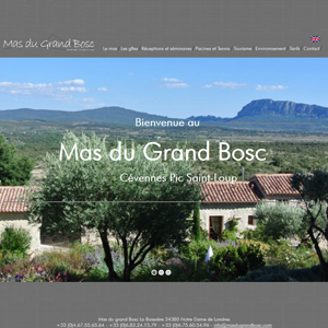 visuel du site internet du Mas du Grand Bosc